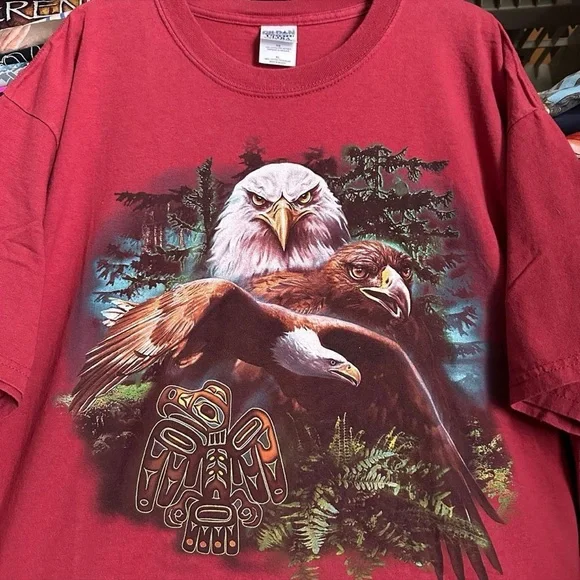 Vintage Men's Burgundy Canada Graphic Eagle T-Shirt - XL - Picture 3 of 5